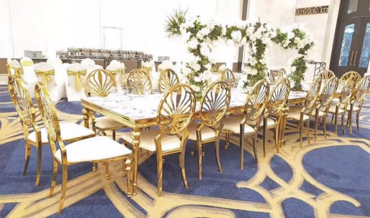 gold stainless steel dining chair