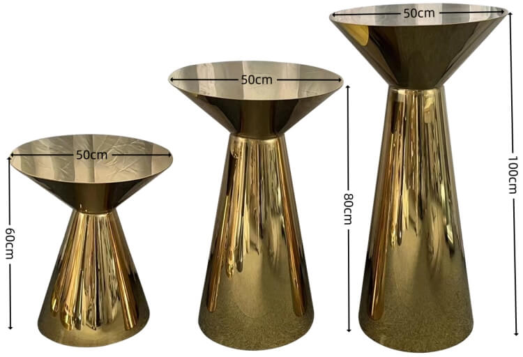 GOLD COCKTAIL TABLE size
