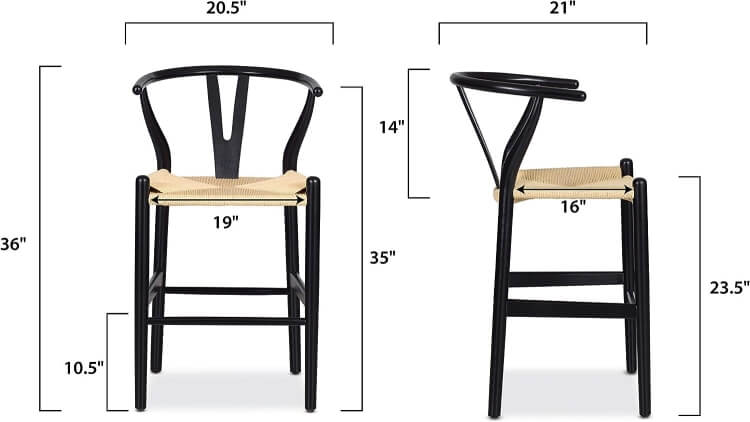 wooden bar stool size