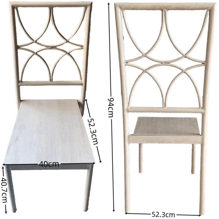 aluminum dining chair size