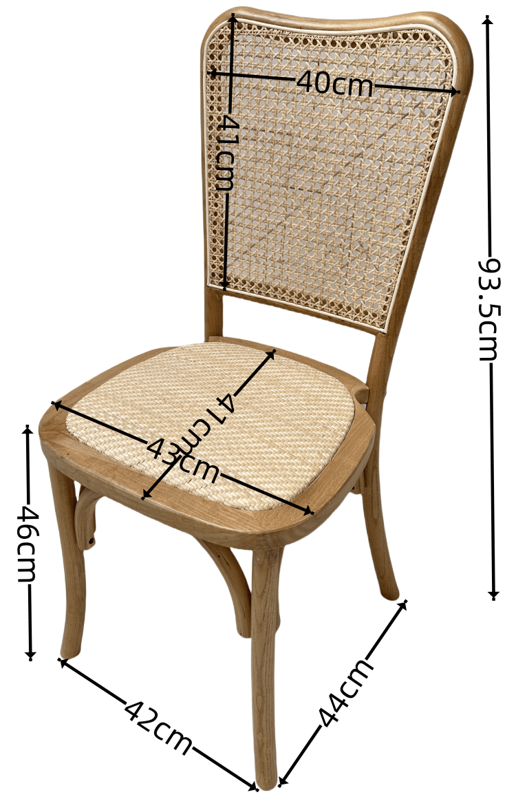 rattan dining chair size