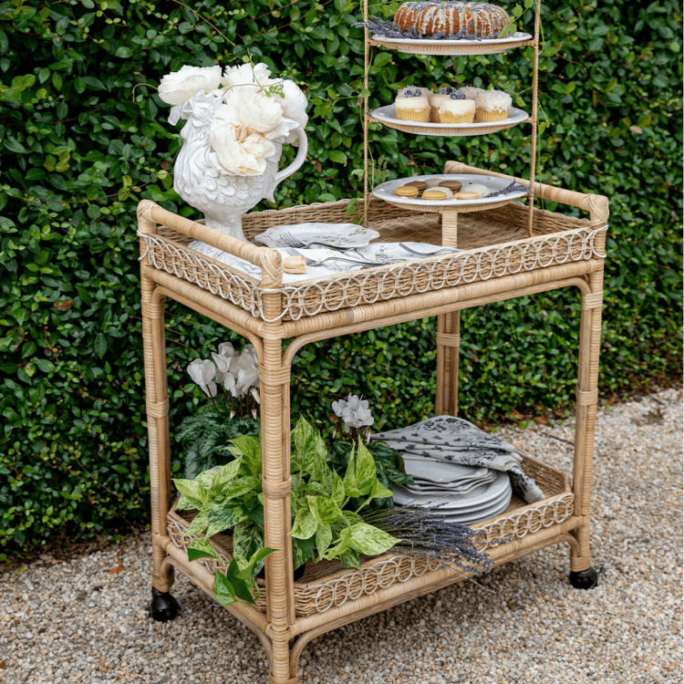 rattan bar cart
