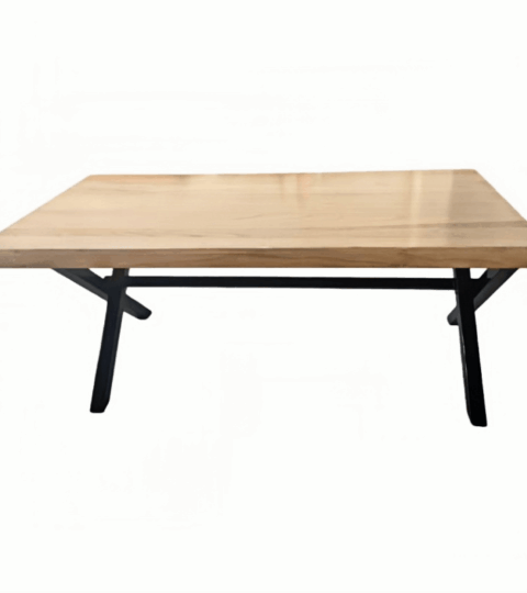 Solid Wood Dining Table With Metal X Base