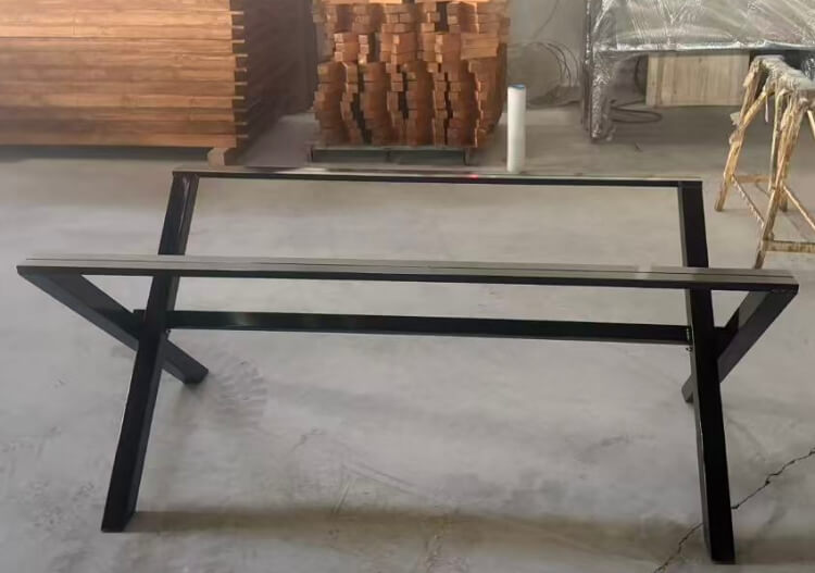 Solid Wood Dining Table with Metal X Base wholesale