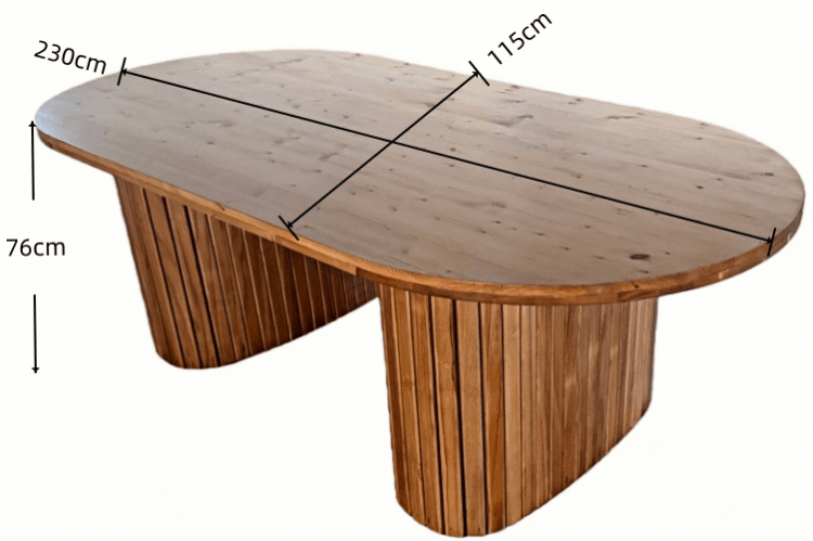 oval wood dining table size