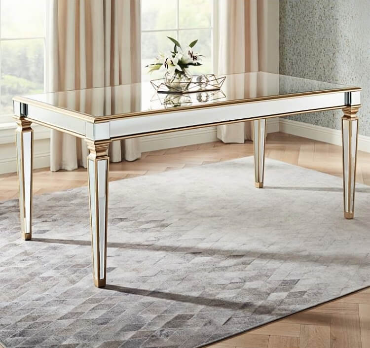 Gold leaf mirror dining table