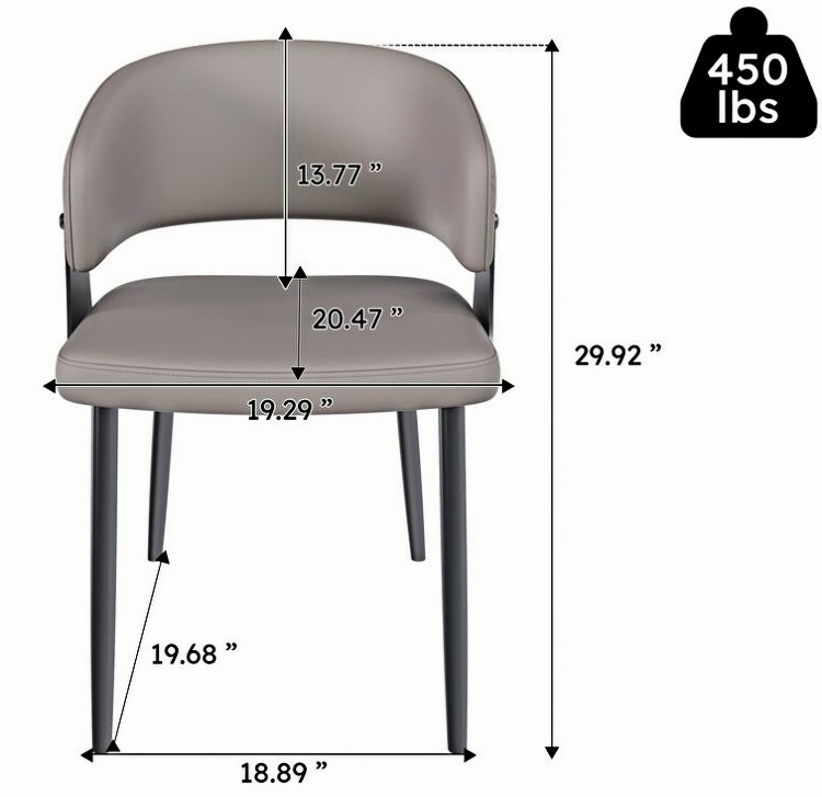 PU dining chair with metal legs