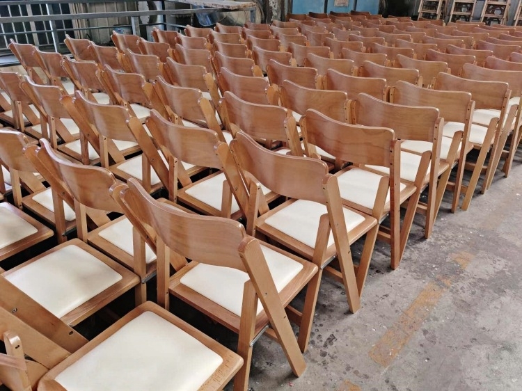 wooden folding chair with cushion factory