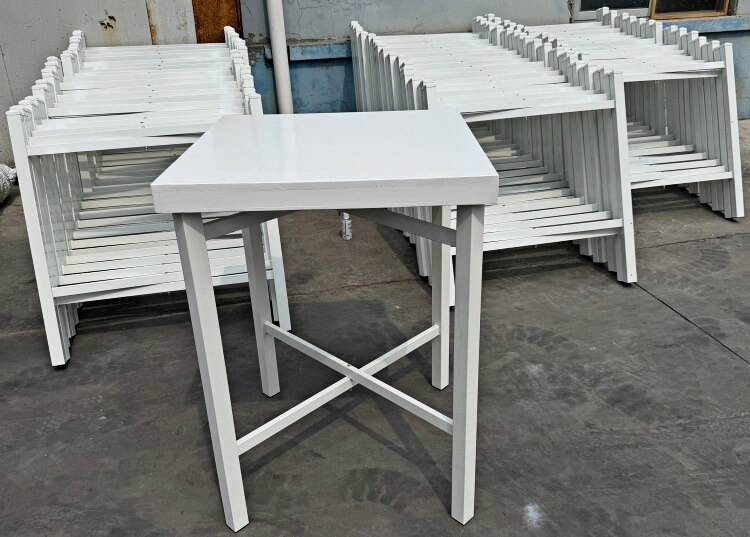 Wooden Top Steel Frame Table