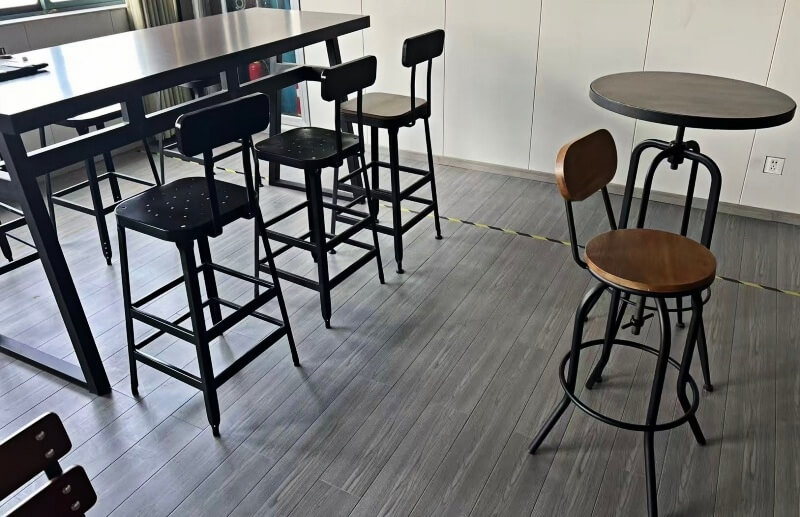 cross back wood metal chair