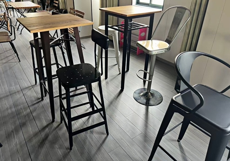 rustic metal wood dining chair