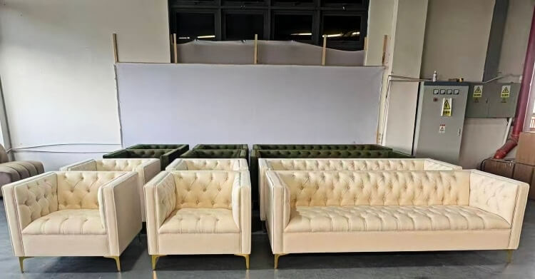 Modern white Velvet Chesterfield Sofa