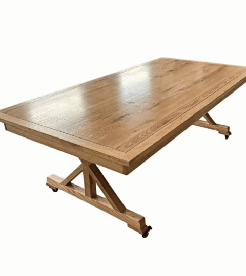 Solid Wood Banquet Table with Lockable Casters