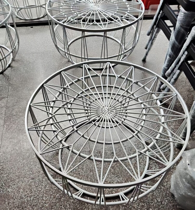 Round Glass Top Wire Coffee Table