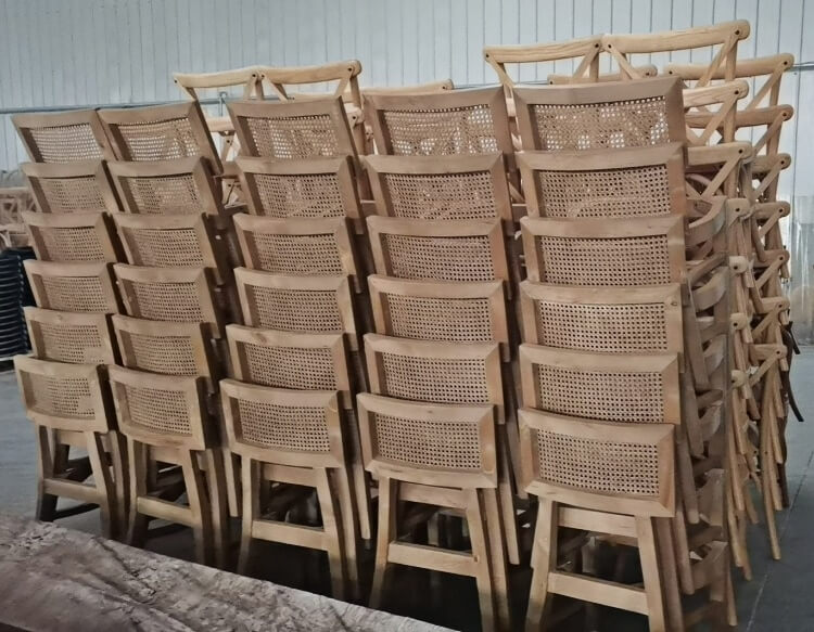 Upholstered Wooden Cane Chair