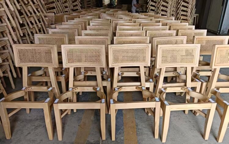 Wooden Dining Chair with Cane Back