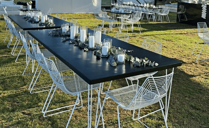 wire table with metal top